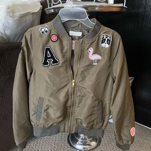 Girls H&M olive green Bomber Jacket size 10 wore 1 time